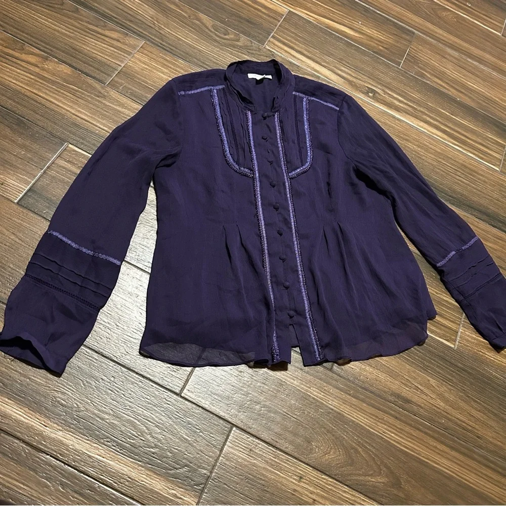 Coldwater Creek Women’s Blouse Medium 10-12 Purple Long Sleeve‎